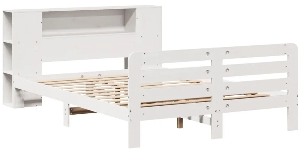 Cama sem colchão 140x190 cm madeira de pinho maciça branco