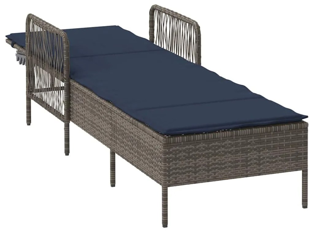 Espreguiçadeira Cinza Rattan PE 157 x 55 x 92 cm Dobrável