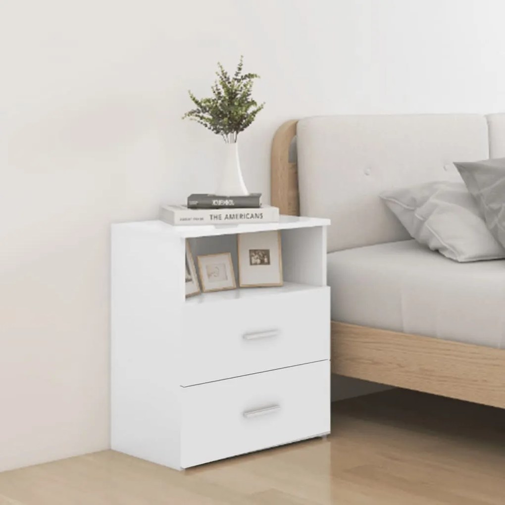 vidaXL Mesas de cabeceira 2 pcs 50x32x60 cm branco brilhante