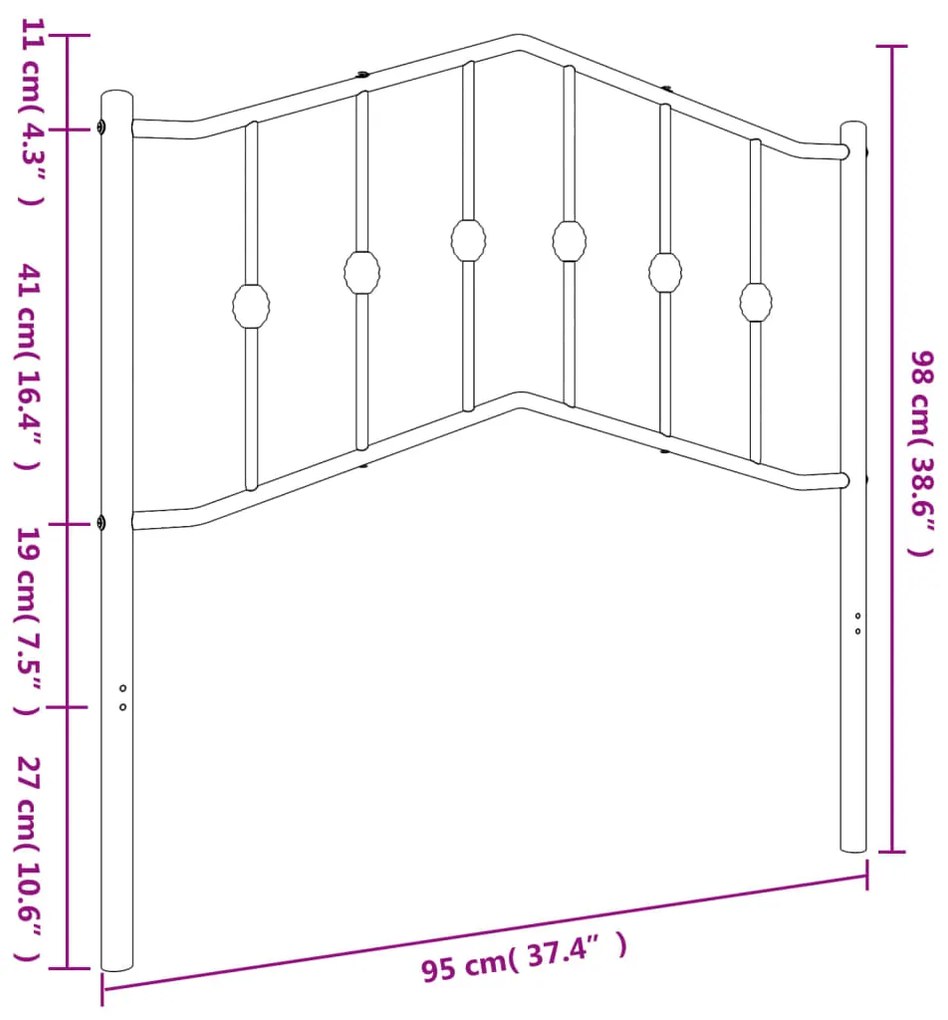 Cabeceira de cama 90 cm metal branco