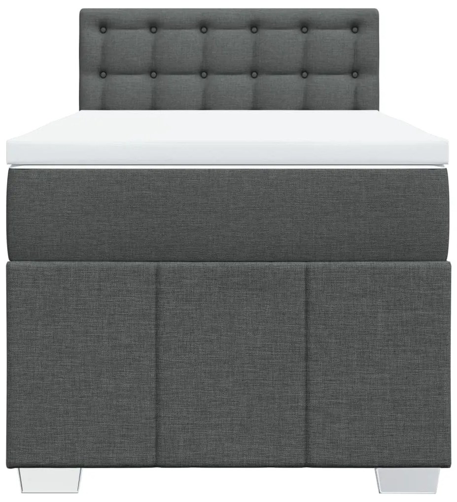 Cama com molas/colchão 90x200 cm tecido cinzento-escuro