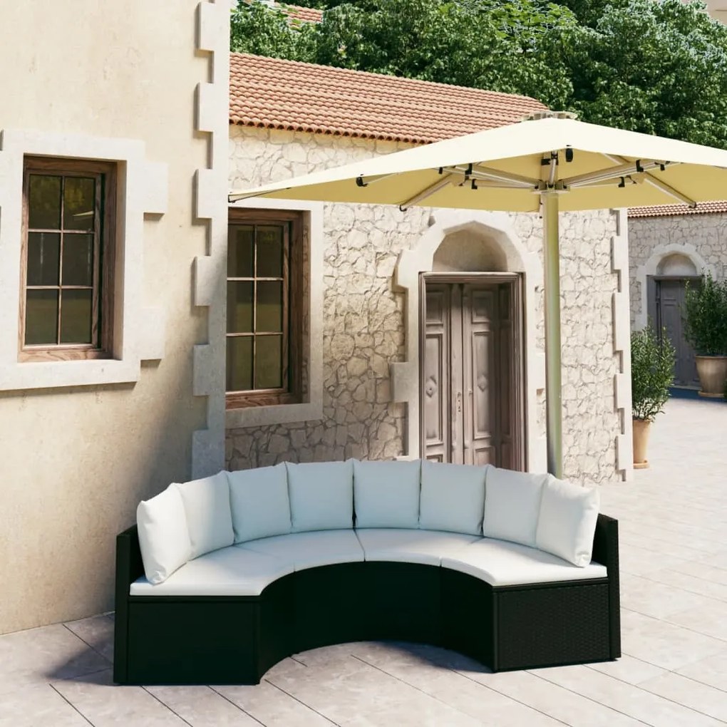 vidaXL 4 pcs conjunto sofás de jardim c/ almofadões vime PE preto