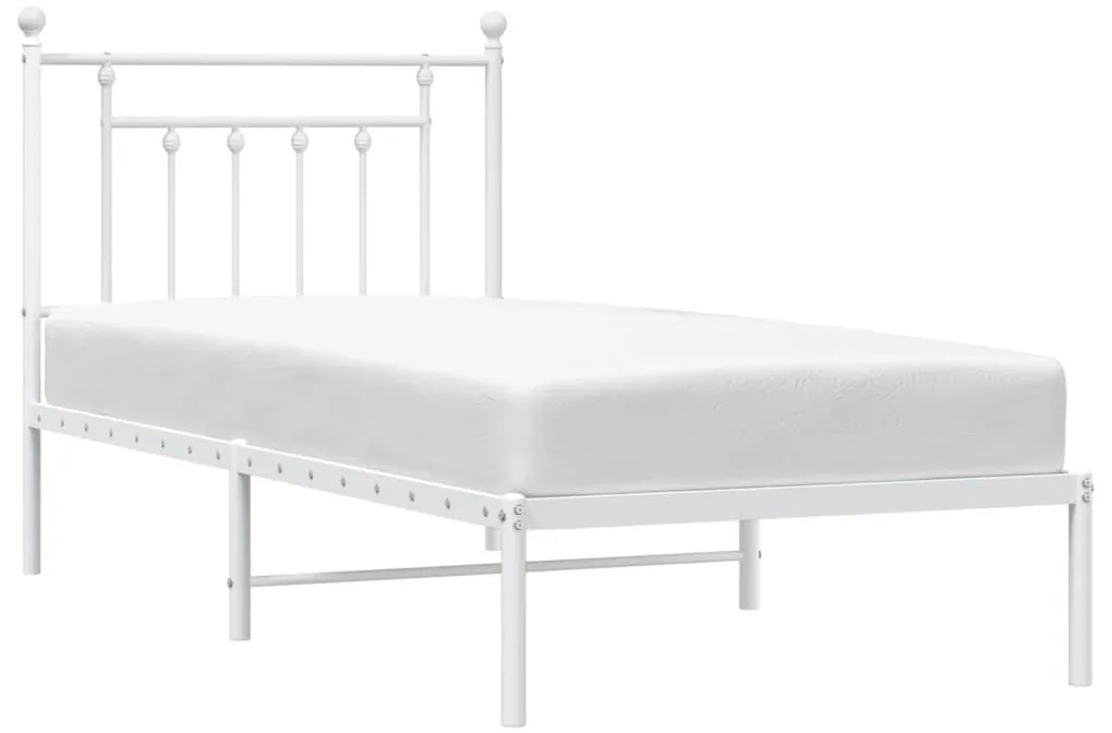 Estrutura de cama com cabeceira 90x190 cm metal branco