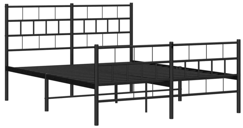 Estrutura de cama com cabeceira e pés 140x190 cm metal preto