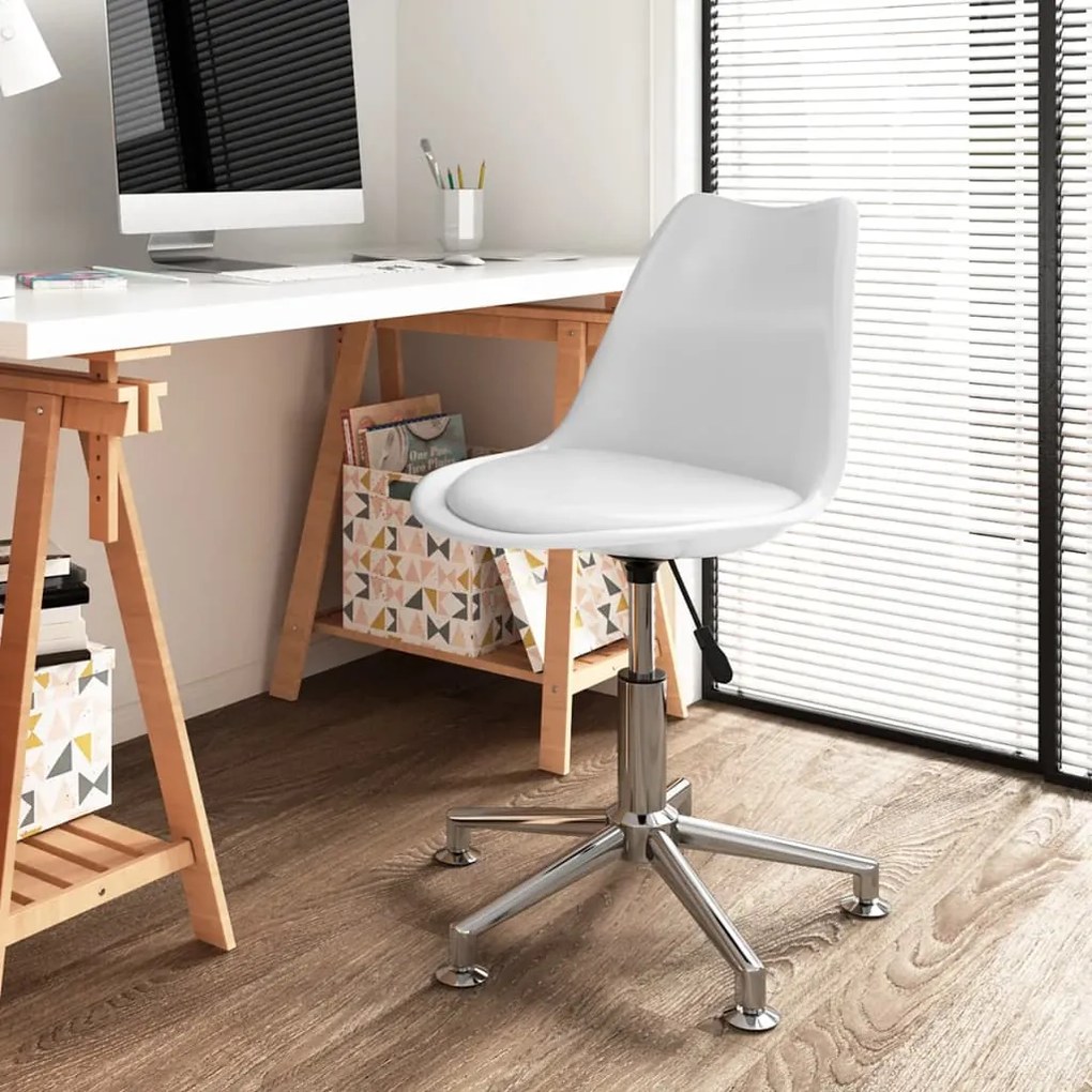 vidaXL Cadeira de escritório giratória couro artificial branco