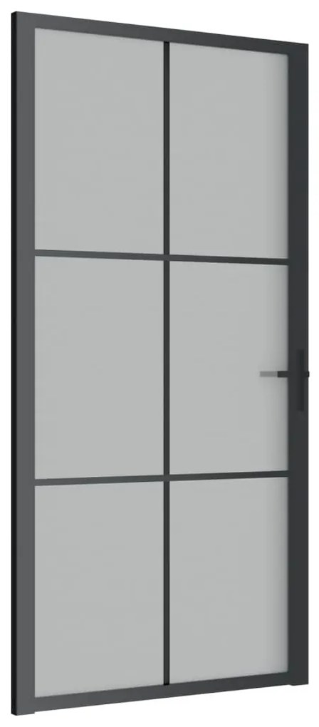Porta de interior 102,5x201,5 cm vidro mate e alumínio preto