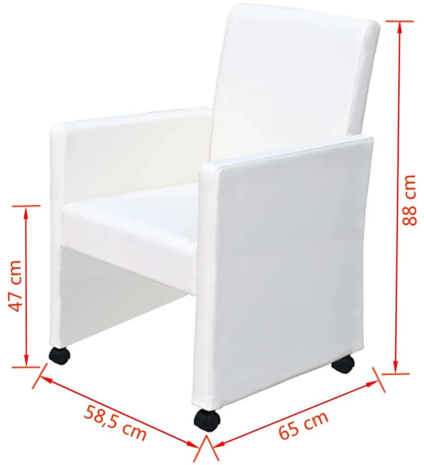 Cadeiras de jantar 2 pcs couro artificial branco