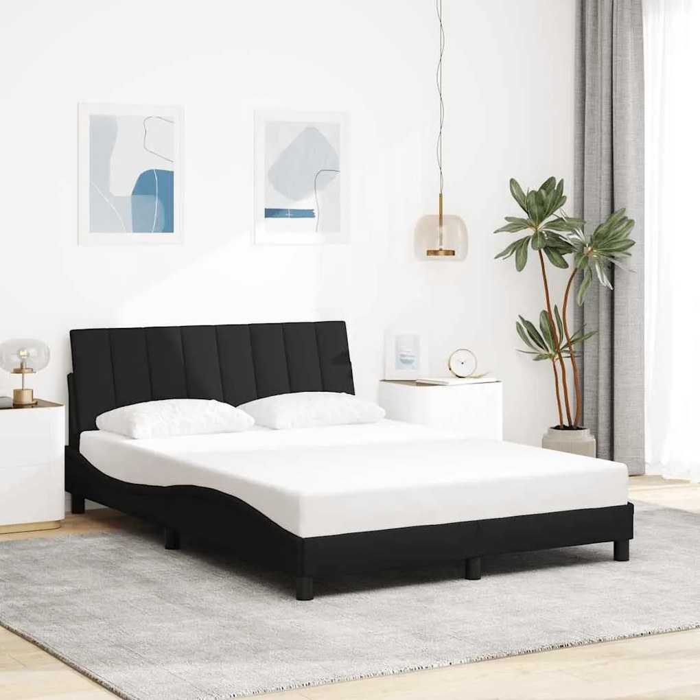 vidaXL Estrutura de cama sem colchão Hanko 140x200 cm tecido preto