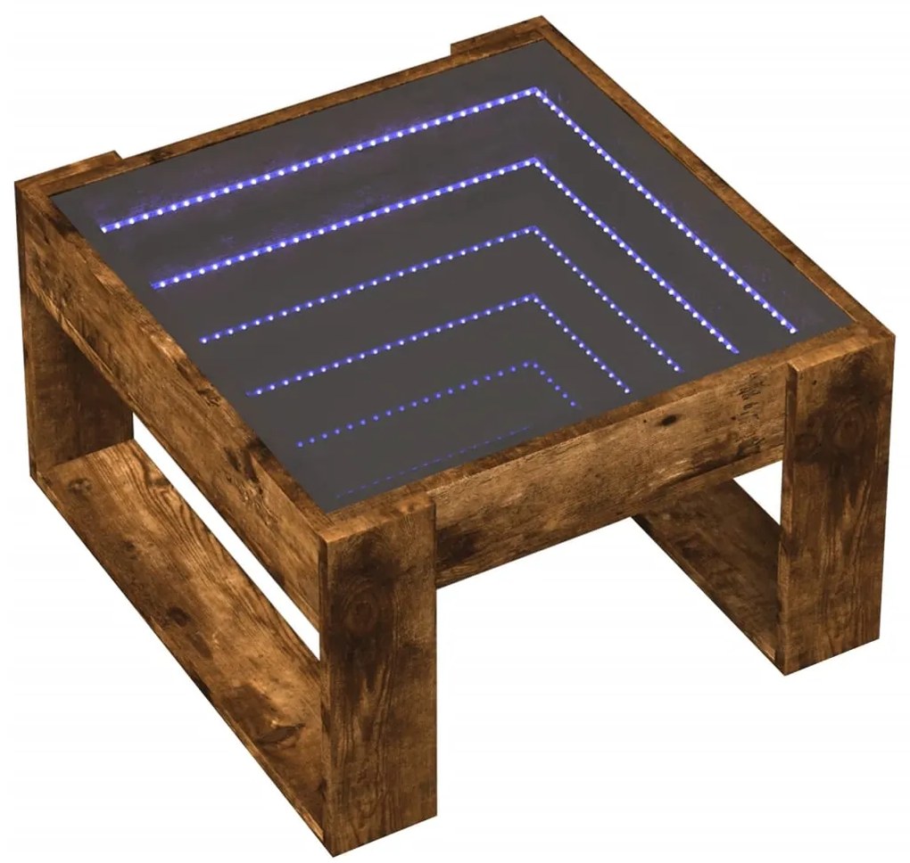 Mesa de centro luzes LED Infinity 50x53x30 cm carvalho fumado