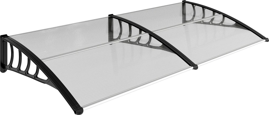 Outsunny Marquise de Proteção 200x96x27cm Marquise Exterior para Portas e Janelas contra o Sol e Chuva com Suporte de PP Transparente | Aosom Portugal