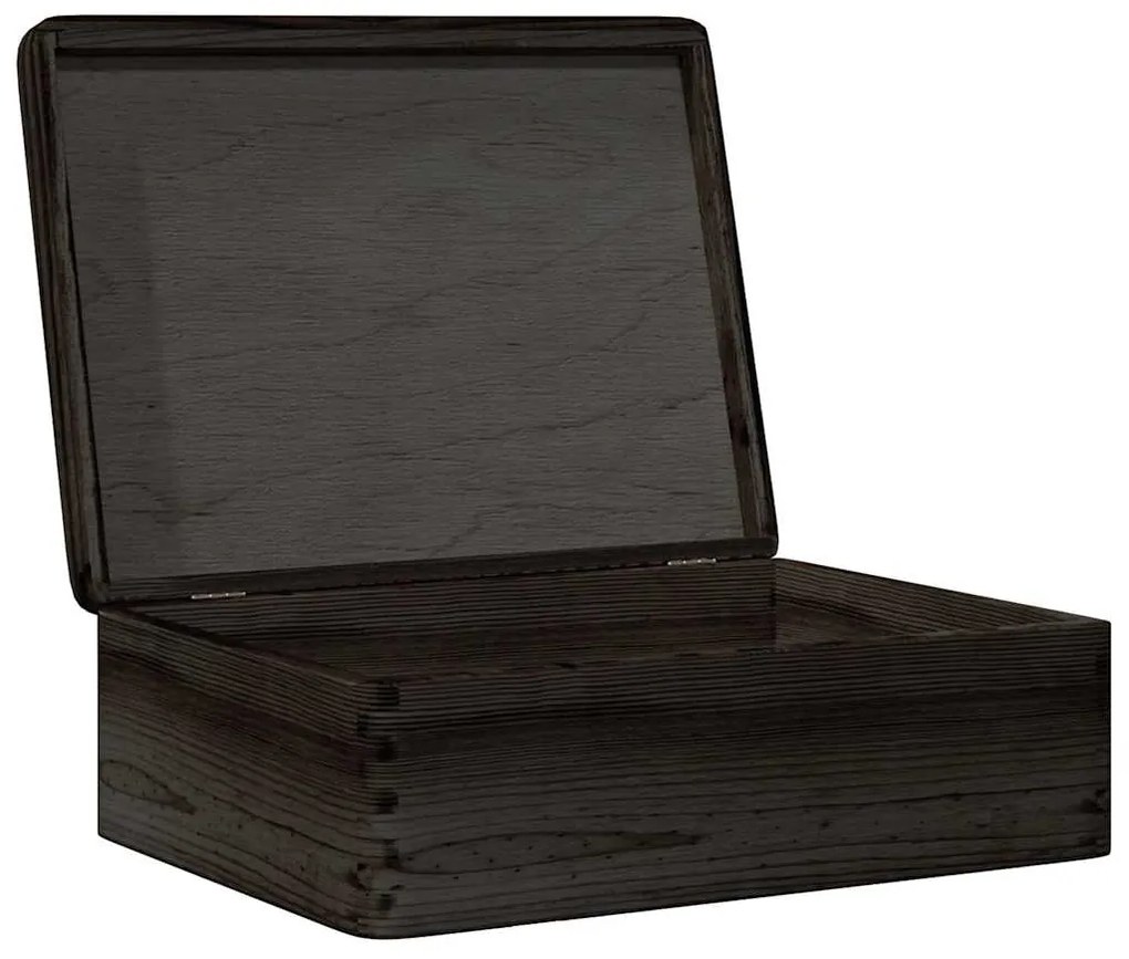 Caixa de madeira tampa preta 40x30x13 cm pinho madeira maciça