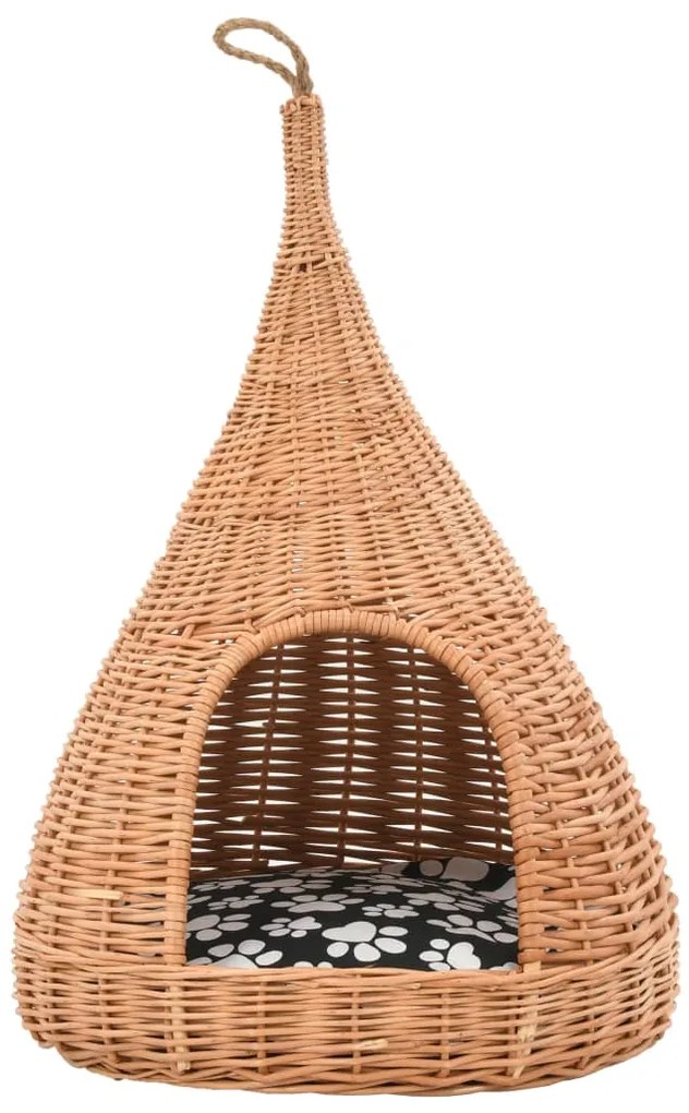 Ninho para gatos tipi c/ almofadão 40x60 cm salgueiro genuíno