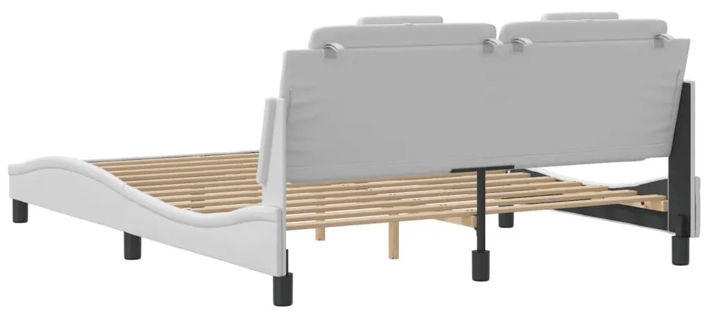 Estrutura cama c/ cabeceira 160x200 cm couro artificial branco