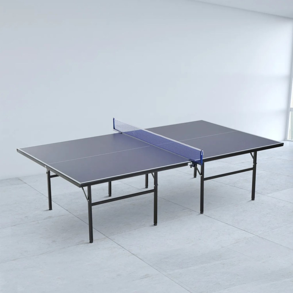 HomCom Mesa de Ping Pong Dobrável com Rede – Cor Azul – Aço e MDF – 152.5x274x76cm