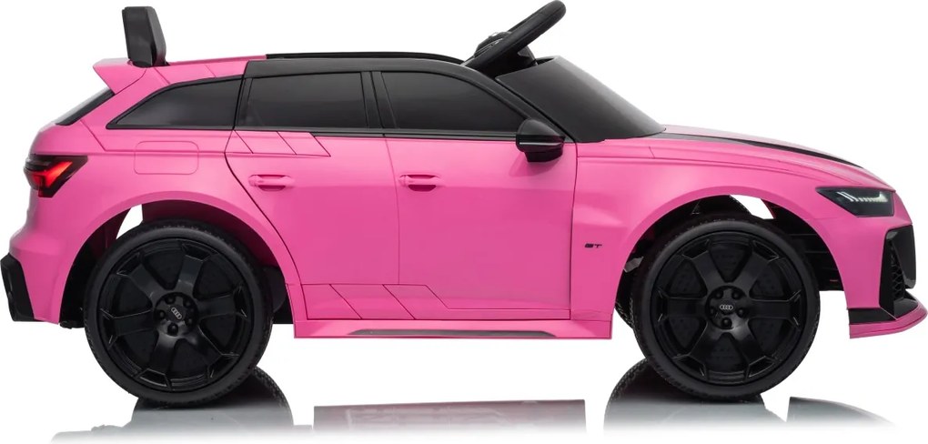 Carro elétrico para Crianças 12V 4x4 Audi RS6 Avant GT Rodas de espuma EVA, Assento Couro ecológico Rosa