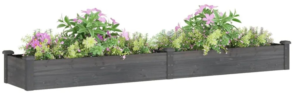 Canteiro elevado c/ forro 240x45x25 cm abeto maciço cinzento