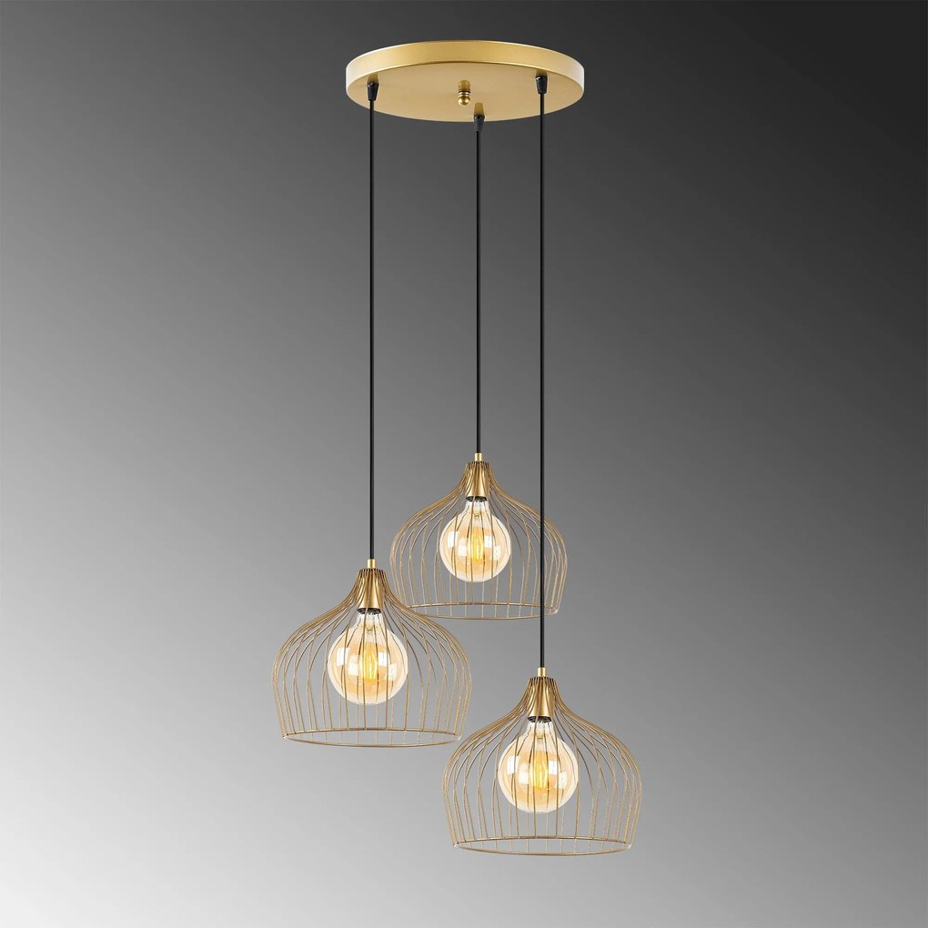 Candeeiro de Teto Bek – Ouro Brilhante – 56 x 56 x 121 cm