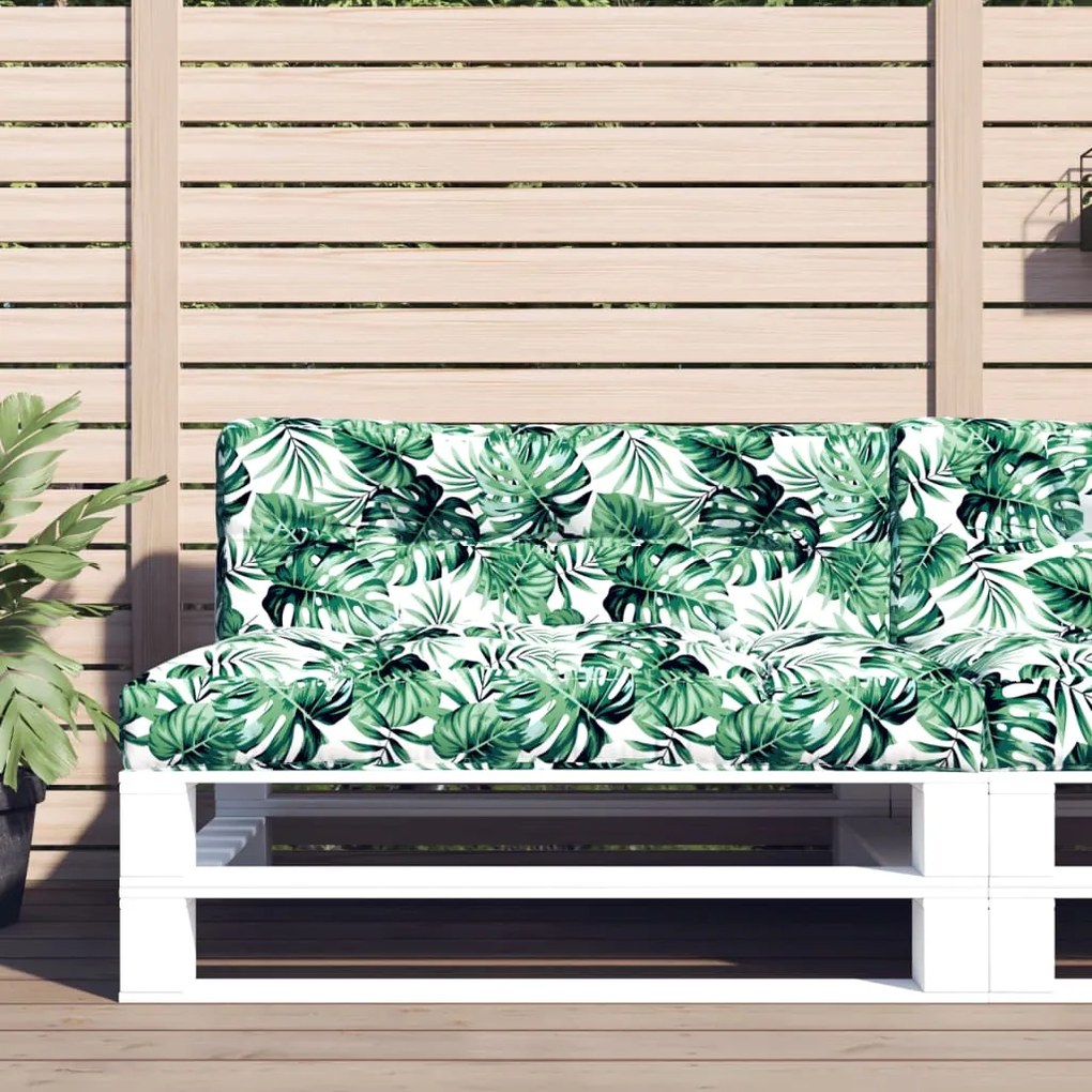 vidaXL Almofadão para sofá de paletes 120x40x12cm tecido padrão folhas