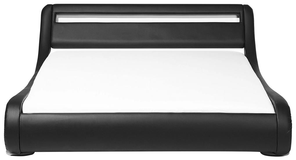 Cama de casal com iluminação LED em pele sintética preta 180 x 200 cm AVIGNON Beliani