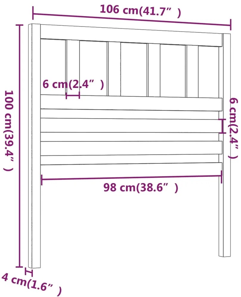 Cabeceira de cama 106x4x100 cm pinho maciço castanho mel