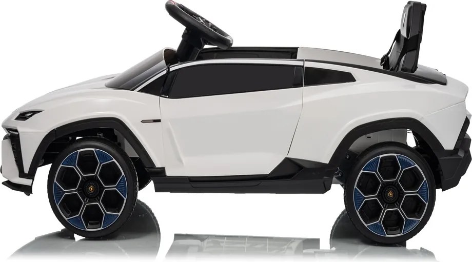 Carro elétrico para crianças Lamborghini Lanzador 12V, Pneus em borracha maciça, banco em pele sintética Branco