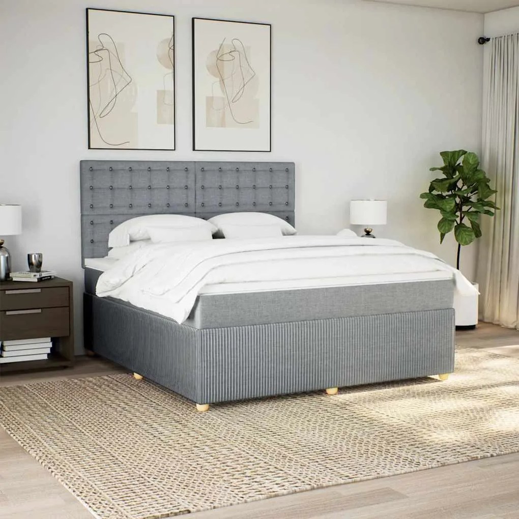 vidaXL Cama com molas/colchão 180x200 cm tecido cinzento-claro