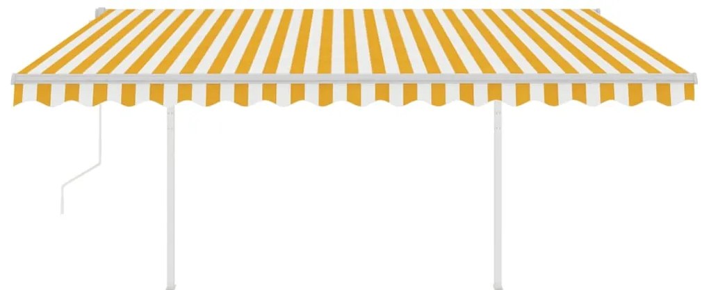 Toldo autom. c/ LED e sensor de vento 4,5x3,5 m amarelo/branco