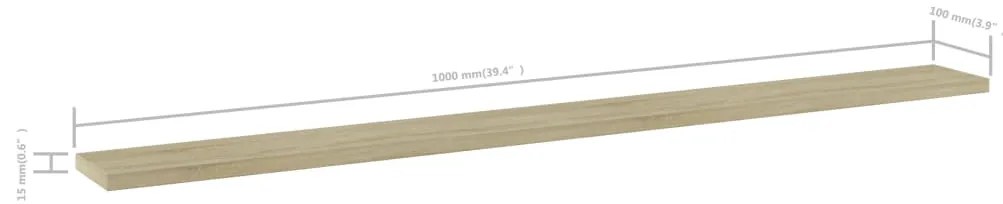 Prateleiras estante 4pcs 100x10x1,5cm contrapl. carvalho sonoma