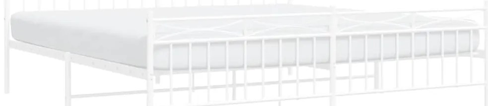 Estrutura de cama com cabeceira e pés 193x203 cm metal branco