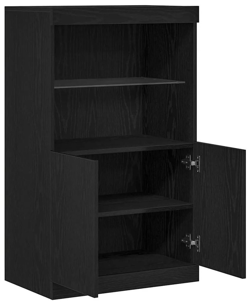 Sideboard vidaXL com luzes LED Carvalho Preto 60x37x100 cm