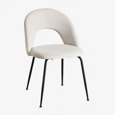 Cadeira De Jantar Estofada Glorys Negro & Velluto Crema & Veludo - Sklum
