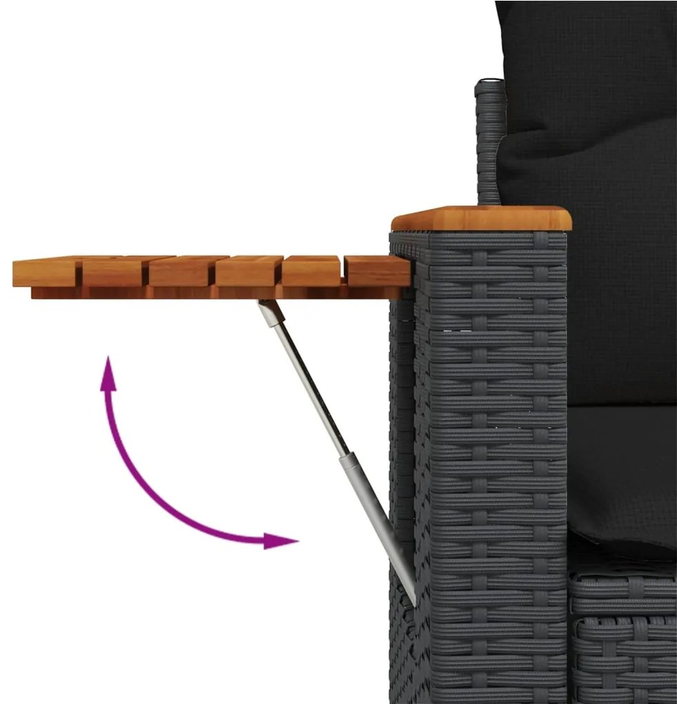 11 pcs conjunto sofás de jardim c/ almofadões vime PE preto