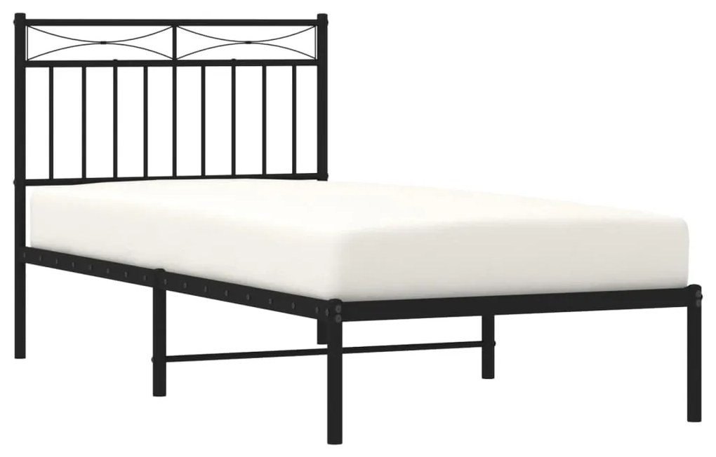 Estrutura de cama com cabeceira 90x200 cm metal preto