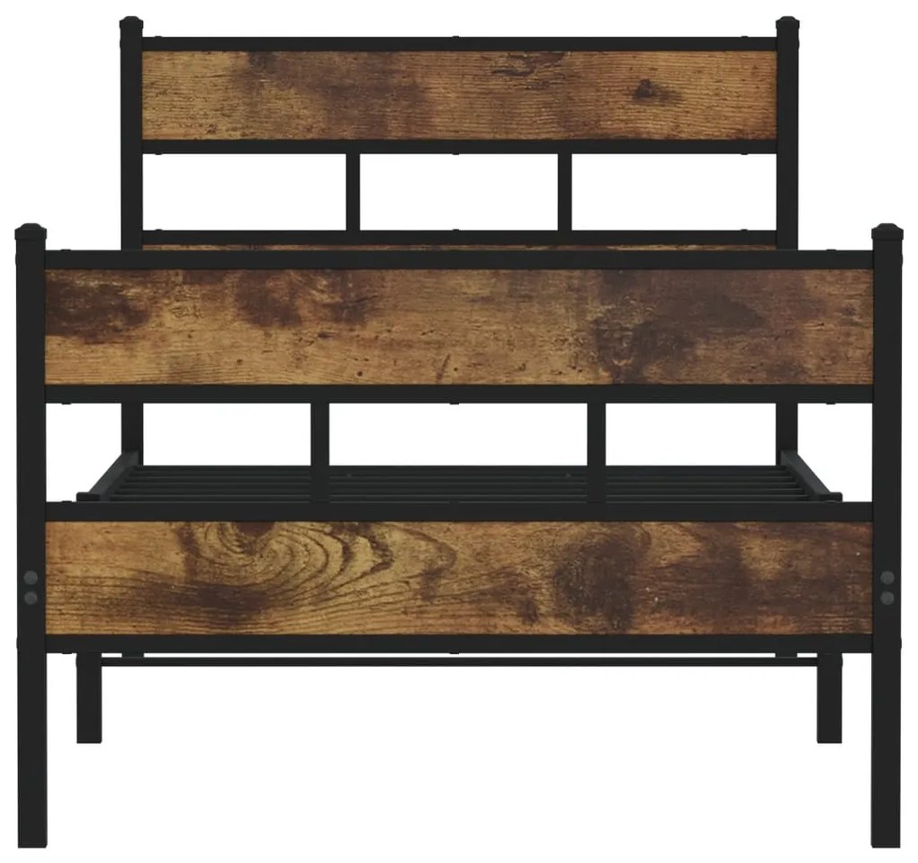 Estrutura de cama sem colchão 107x203 cm metal carvalho fumado