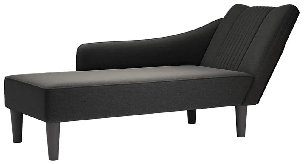 Chaise lounge com apoio de braço direito em tecido preto