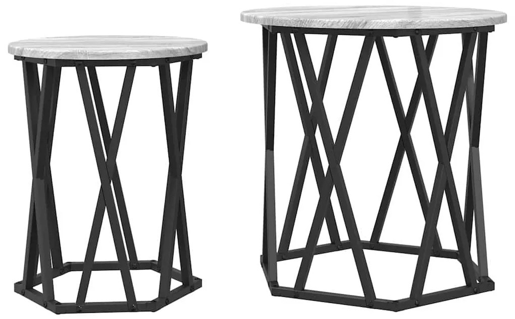 Mesas de Apoio vidaXL 2 pcs Cinza Sonoma Madeira Engenharia