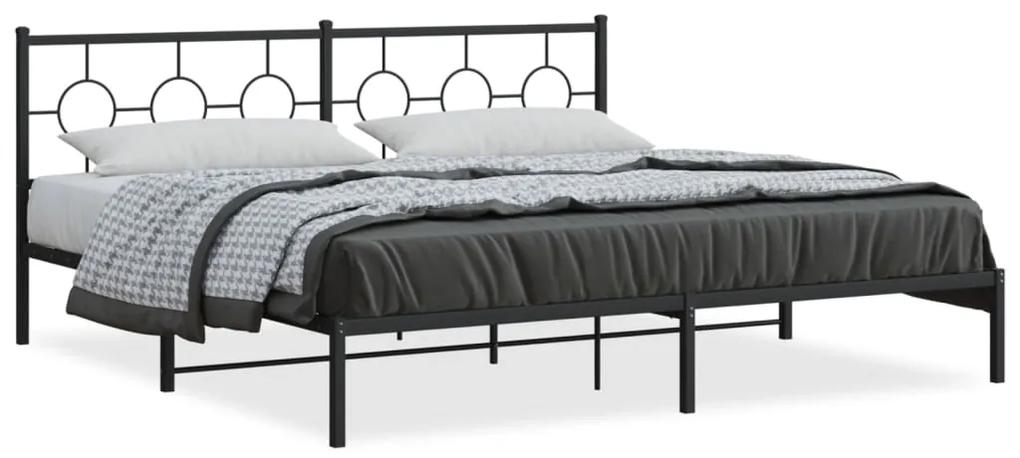 376232 vidaXL Estrutura de cama com cabeceira 193x203 cm metal preto