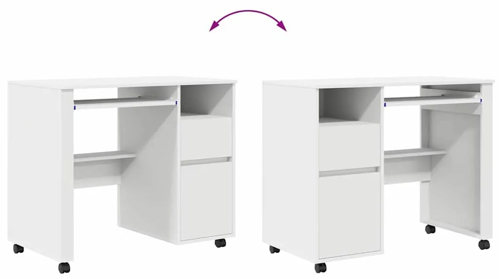 Mesa de Computador Branca com Gavetas Branca