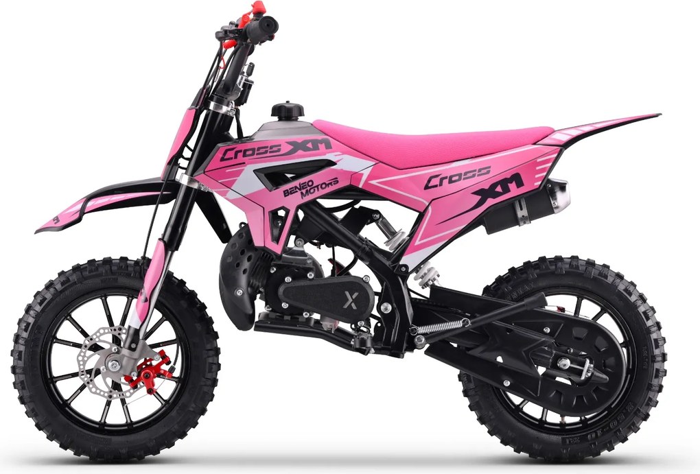 Mini Moto de cross a gasolina para crianças BNO Motors CROSS XM 50cc Rosa