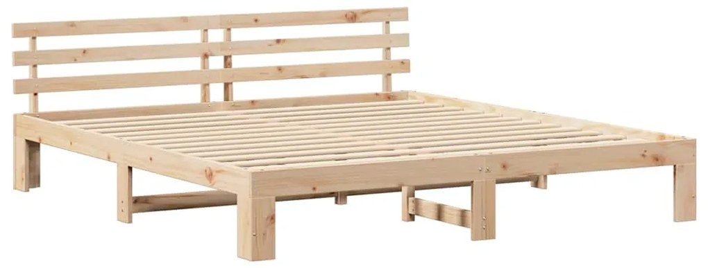 Estrutura de Cama de Madeira de Pinho Natural Natural