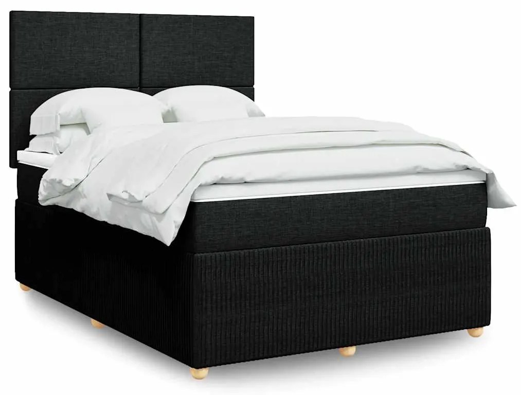vidaXL Cama com molas/colchão 140x190 cm tecido preto