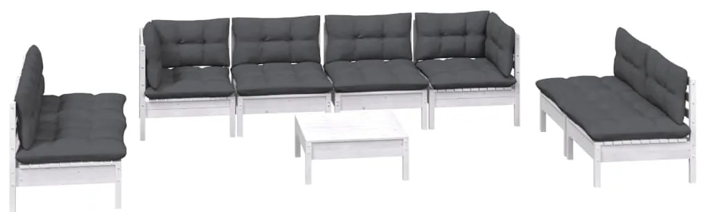 9 pcs conjunto lounge de jardim c/ almofadões pinho maciço