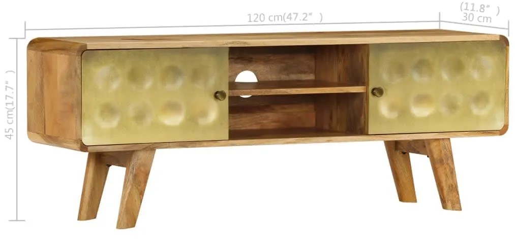 Móvel de TV madeira de mangueira maciça 120x30x45 cm