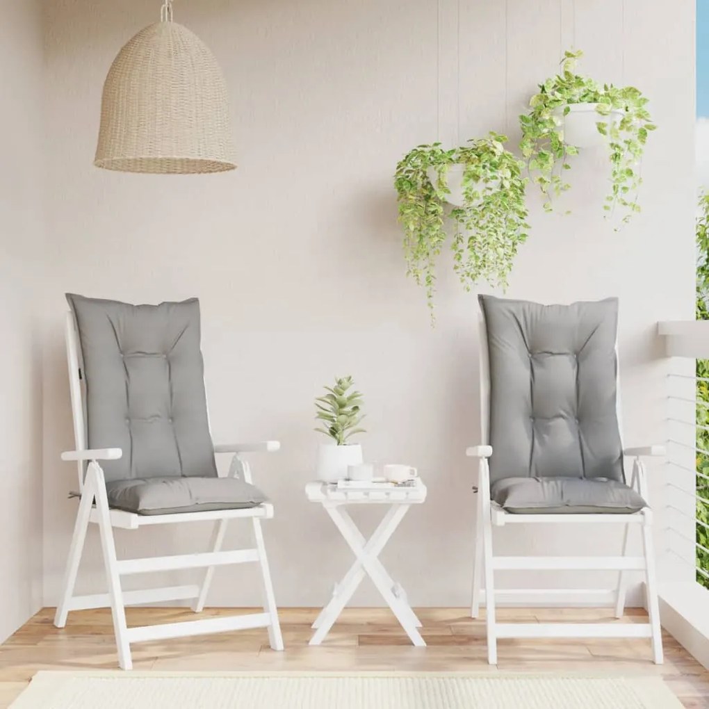 314236 vidaXL Almofadões para cadeiras altas de jardim 2 pcs tecido cinzento