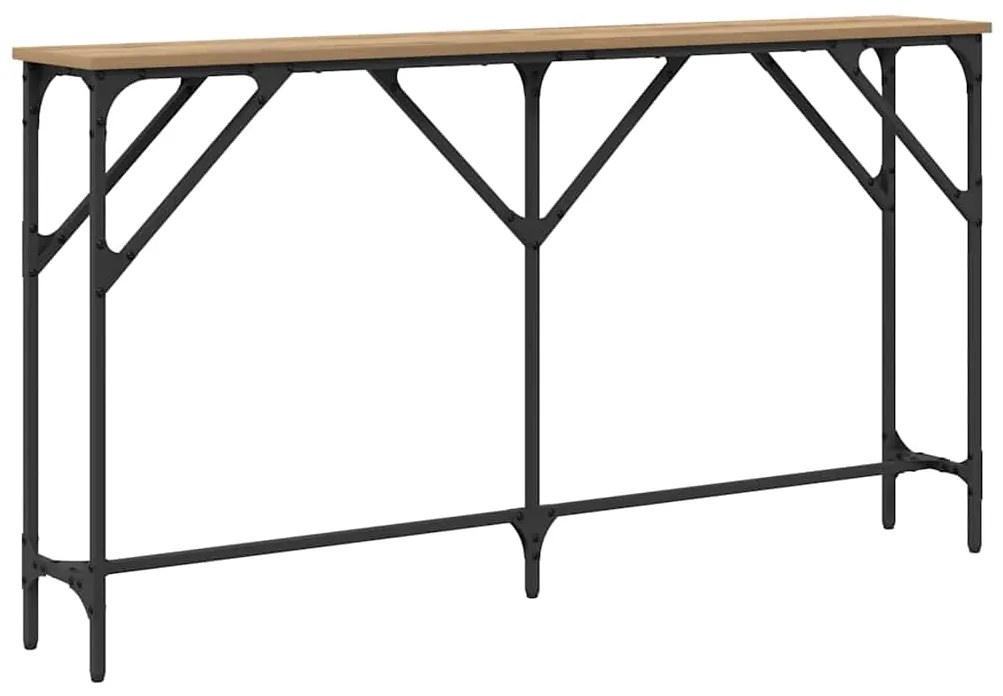 Mesa Consola Carvalho Artesanal 140x23x75 cm Madeira Engenhada