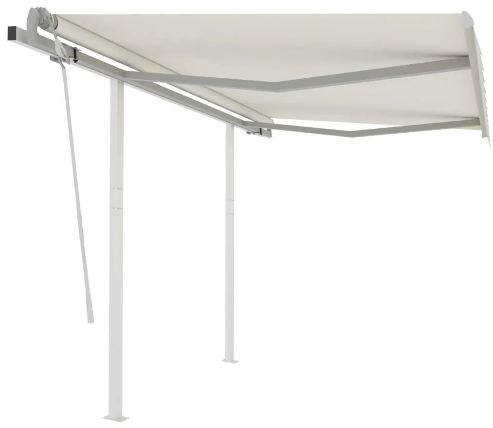Toldo retrátil manual com postes 3,5x2,5 m cor creme