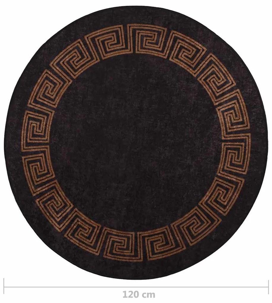 Tapete lavável antiderrapante φ120 cm preto e dourado