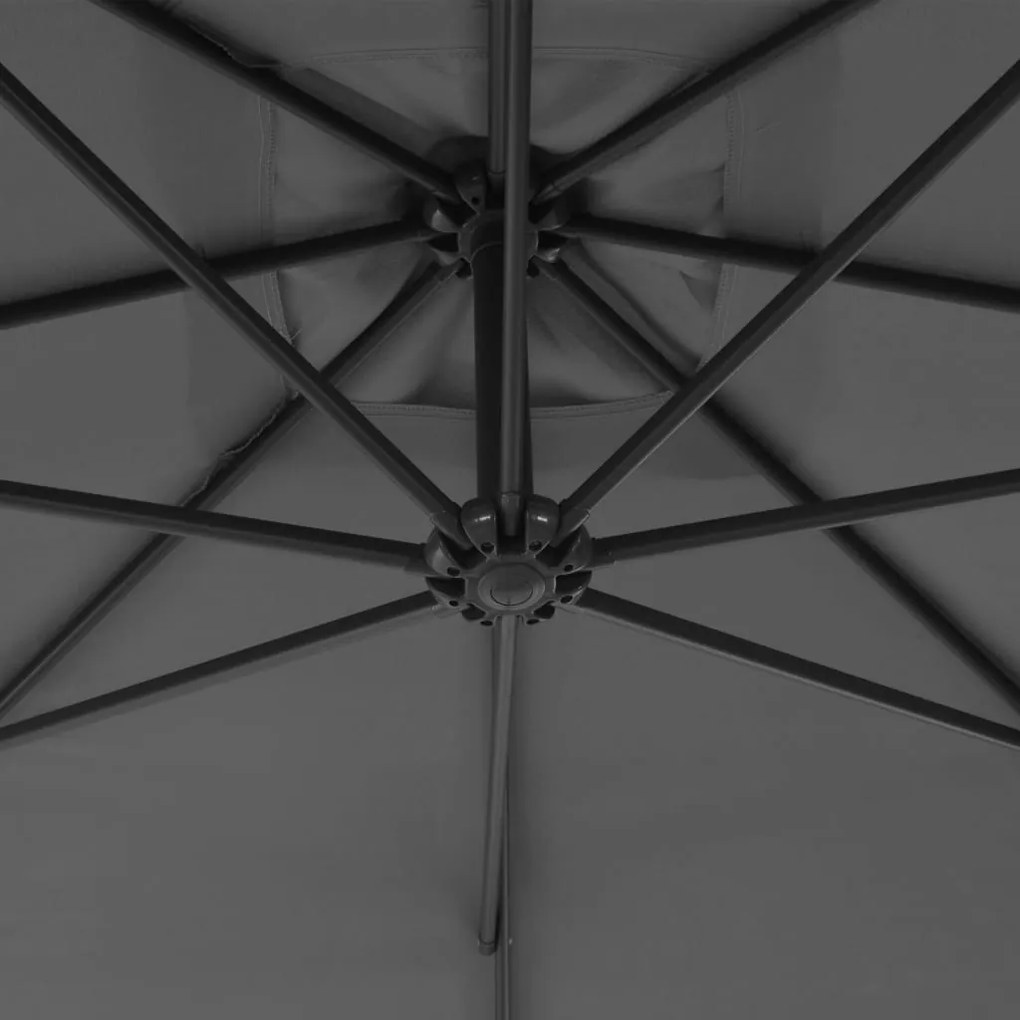 Guarda-sol cantilever com poste de aço 250x250 cm antracite
