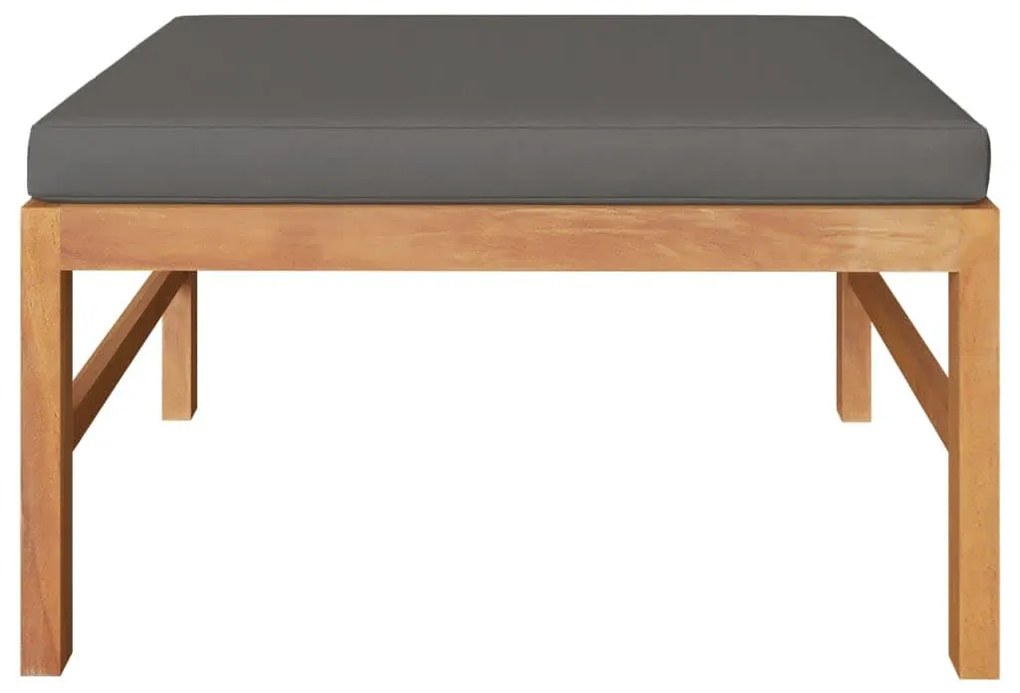 3 pcs conj. lounge de jardim + almofadões cinzento-escuro teca