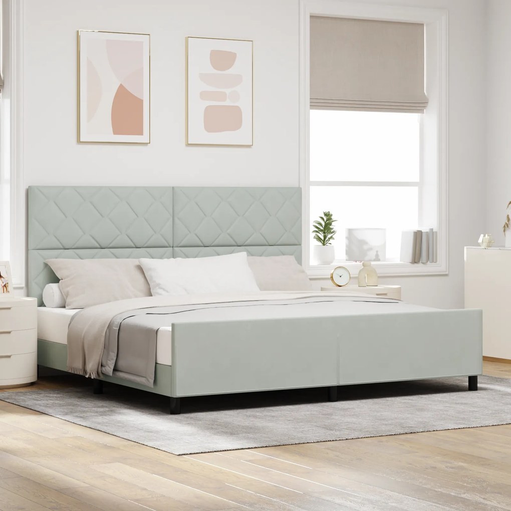 Cama vidaXL Cinza Claro 200x200 cm Veludo